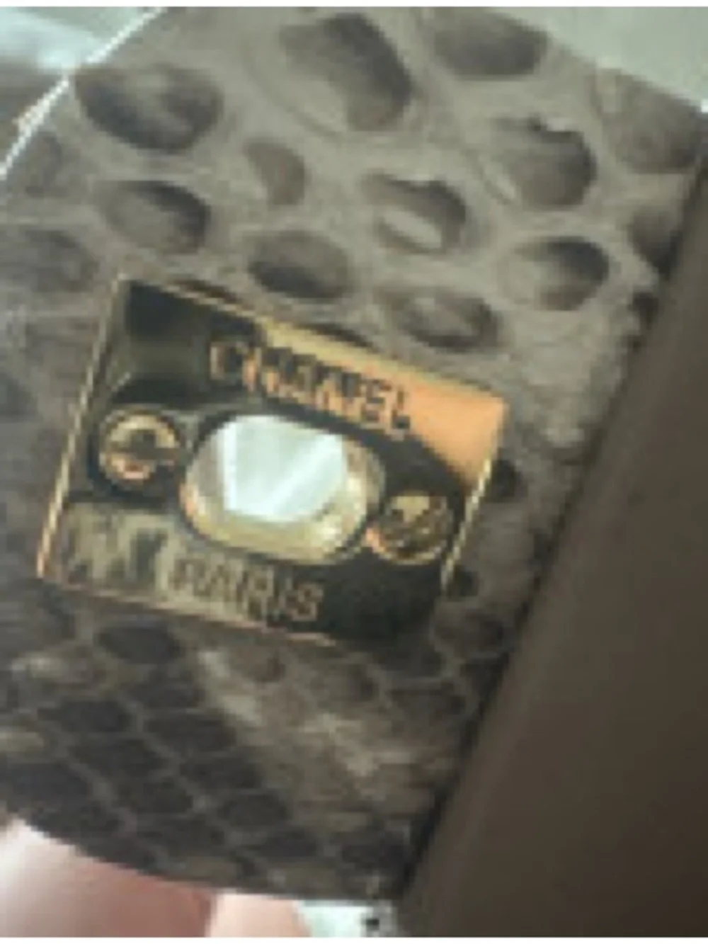 CHANEL Gold-Tone Python-Effect Quilted Shoulder Bag
